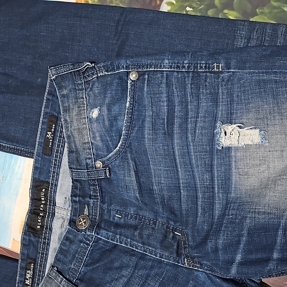 Affliction Blue Distressed Button Jeans‎ Size 34x34 - Picture 4 of 8